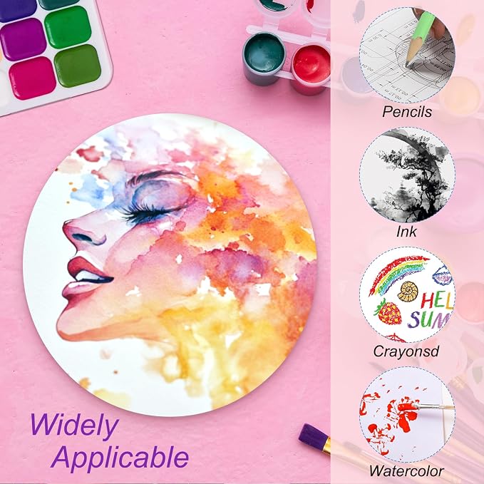 PATIKIL 100 Pcs Pure Cotton Watercolor Paper 140lb/300 GSM Water Coloring Paint - Image 4