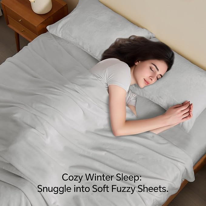 BEDELITE Flannel Sheets Full Size Light Grey - Image 3