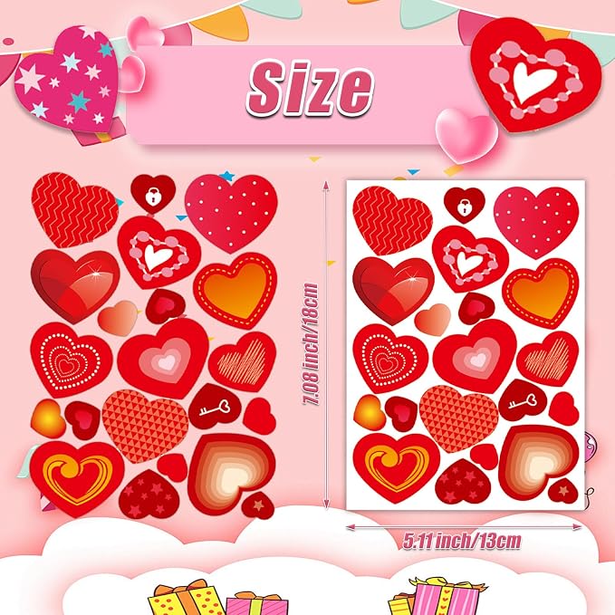 24 Sheets of Valentines Day Heart Stickers - Image 3