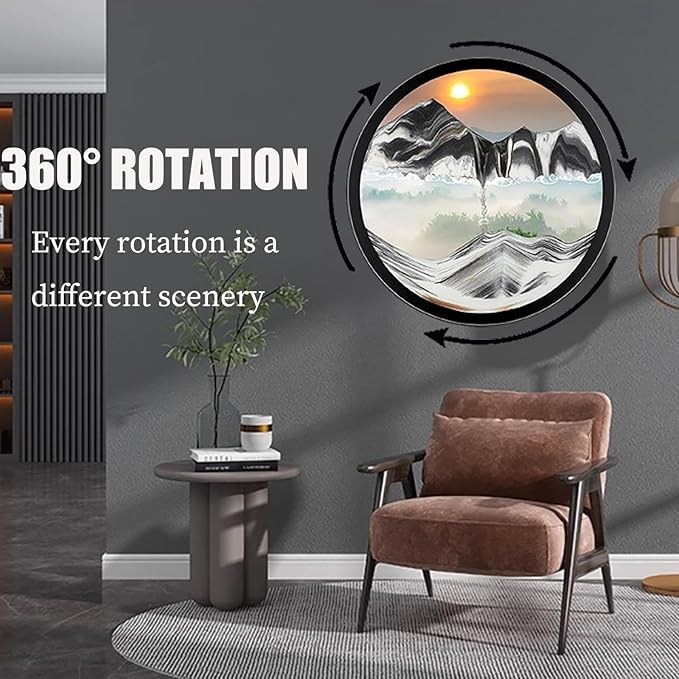 TNSLGHS Moving Sand Art, Wall Mounted Sand Art Liquid Motion, 360°Rotate Moving - Image 2