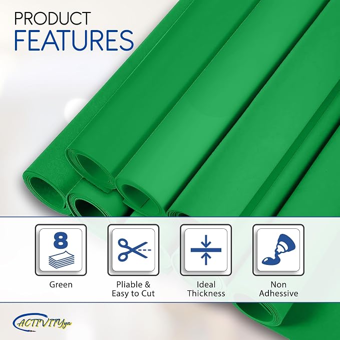 Green EVA Foam Sheets, 6 x 9 Inch, 2mm Thick – Foam Paper - Image 4