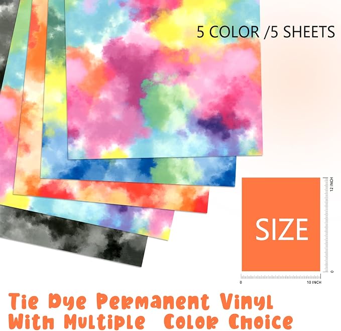 Tintnut Tie Dye Permanent Vinyl 5 Sheets 12"x10" Easter Adhesive Vinyl | Clouds - Image 2