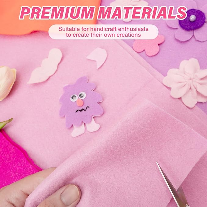 XSEINO 13 Rolls Pink Felt Fabric, Fit - Image 5