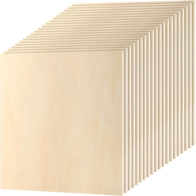 MUKCHAP 20PCS 10 x 10 x 1/4 Inch Square Plywood Boards, 6mm Unfinished Basswood by MUKCHAP