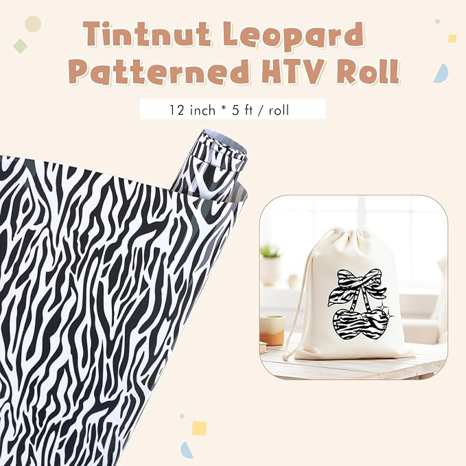 Tintnut Black Zebra Heat Transfer Vinyl Roll, easy cut & weed, stretch washable - Image 2