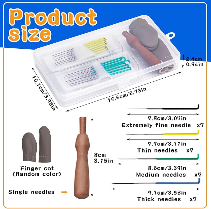 FTEVEN Felting Needles, Wooden Handle, Finger Cots Felting Supplies - Image 2