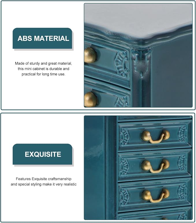 Toyvian Dollhouse Cabinet 1:24 Scale, Miniature Wooden 5-Drawer Dresser Storage - Image 8