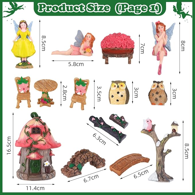 93 Pcs Fairy Garden House Resin Accessories Fairy Elves Kit Miniature Fairy - Image 3