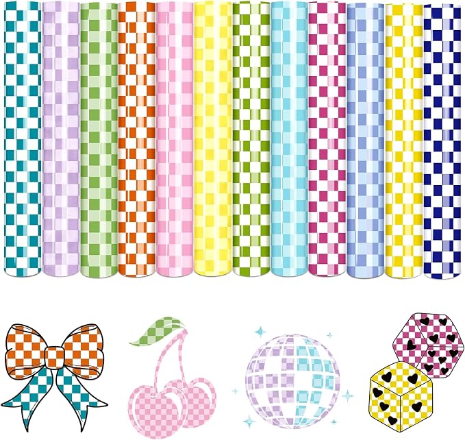 Tintnut Watercolor Checkerboard Heat Transfer Vinyl, Checker pattern PU HTV by Tintnut