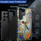 for Samsung Galaxy S24 Ultra Case, Hummingbird Wildflower Stained Glass Pattern - Image 4