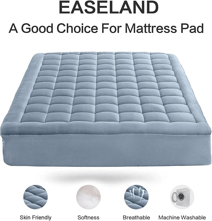 EASELAND Twin Size Mattress Pad Pillow Top Mattress Cover Quilted Fitted - Image 2