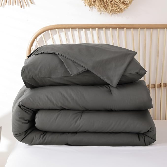 ROSGONIA King Size Comforter Set Charcoal Grey, All Season Bedding Lightweight - Image 7
