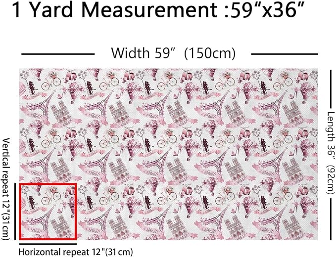 Feelyou Eiffel Tower Upholstery Fabric by The Yard, Romantic French Paris - Image 2