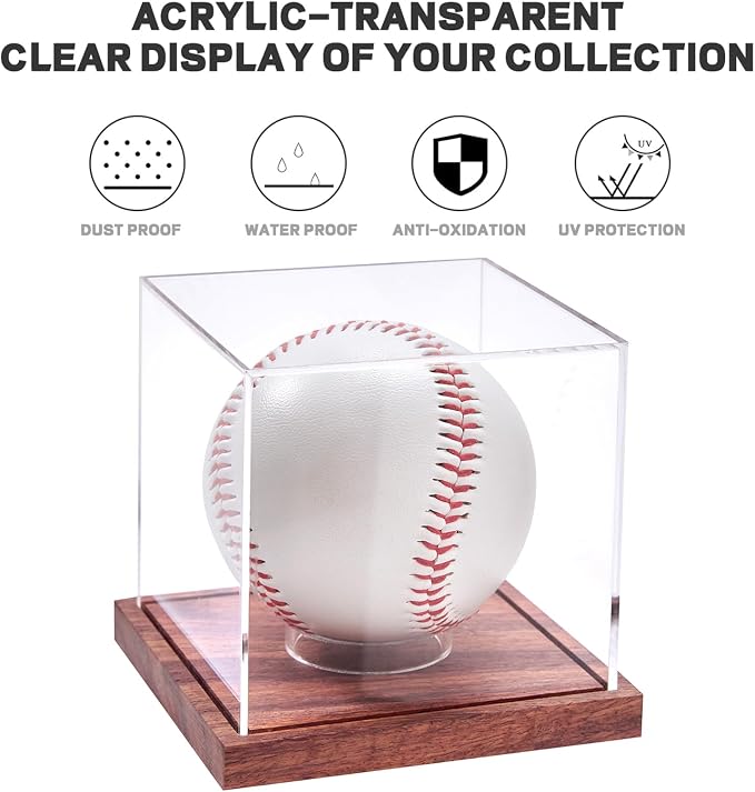 LITY Baseball Display Case, No Assembly Required Clear Cube Tennis Ball Holder - Image 5