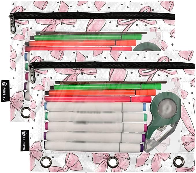 Custom Cute Bows Pink Pencil Pouch - Image 2