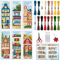 INFUNLY 6 Set DIY Cross Stitch Bookmark Kit Building House Cross Stitch Kits by INFUNLY