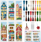 INFUNLY 6 Set DIY Cross Stitch Bookmark Kit Building House Cross Stitch Kits by INFUNLY