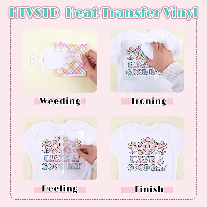HTVSTD Plaid HTV Heat Transfer Vinyl 12pcs 12×10in Iron on Vinyl | Summer Plaid - Image 3