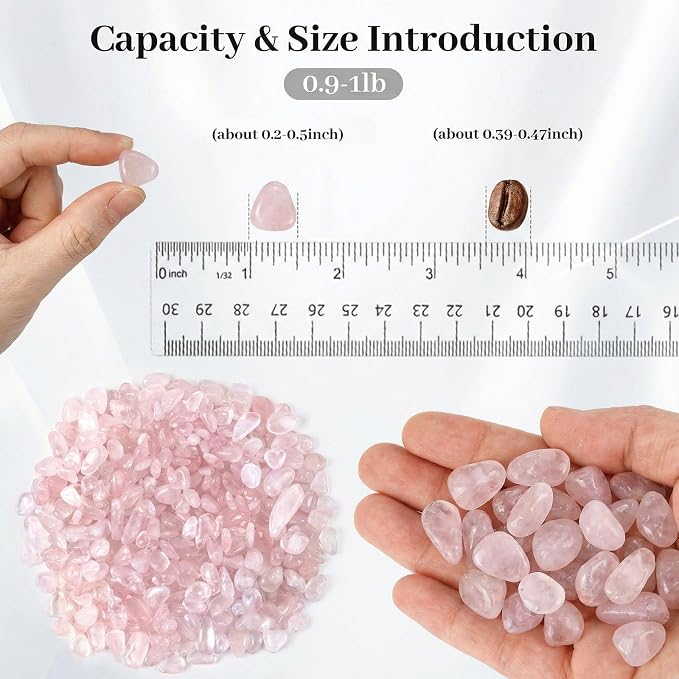 JOHOUSE Rose Quartz Crystals, 1lb Pink Crushed Rose Quartz Chips Bulk Tumbled - Image 2