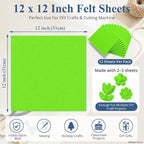 12" x 12" Felt Sheets for Crafts, 2mm Stiff Felt Fabric, Lime Green - Image 3