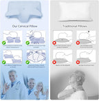 Cervical Pillow for Neck Pain Relief, Cooling Contour Memory Foam Pillows - Image 2
