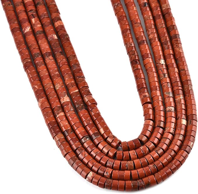 155pcs 4x2mm Natural Red Jasper Heishi Disc Rondelle Spacer Stone Semi Precious - Image 2
