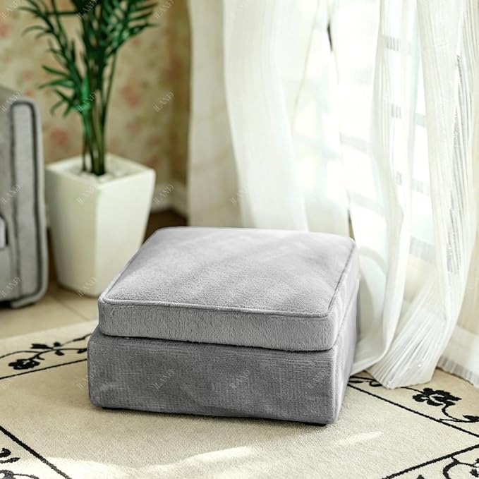 iLAND Dollhouse Furniture Sectional Dollhouse Couch Set Light Grey Velvet Sofa - Image 5