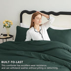 CozyLux Queen Comforter Set Forest Green, 3 Pieces Solid Comforters Queen Size - Image 3