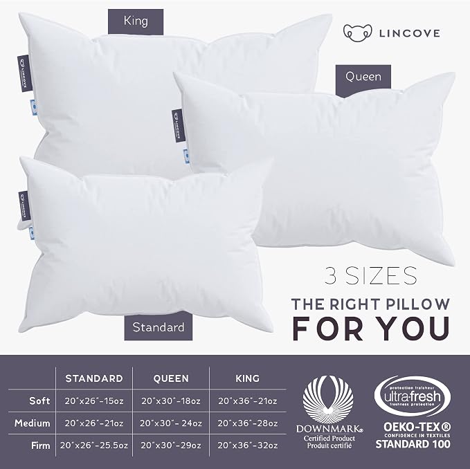 Lincove Cloud Natural Canadian Down Pillow, 500 Thread Count Cotton Shell - Image 4