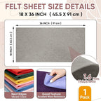 Soft Felt Fabric Sheet 18" x 36", 1.6mm Acrylic Craft Felt, Light Grey | Soft - Image 3