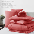 CozyLux Full Size Comforter Sets Coral, 7 Pieces Bed in a Bag, Coral Comforter - Image 6