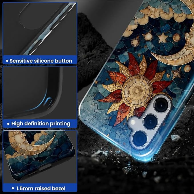 Case for Samsung Galaxy S26 Case, Sun Moon Stars Faux Stained Glass Design- - Image 5