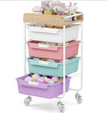 SYKIARIOL Rolling Utility Storage Cart, 4 Labeled Ice Cream Colored Drawers by SYKIARIOL