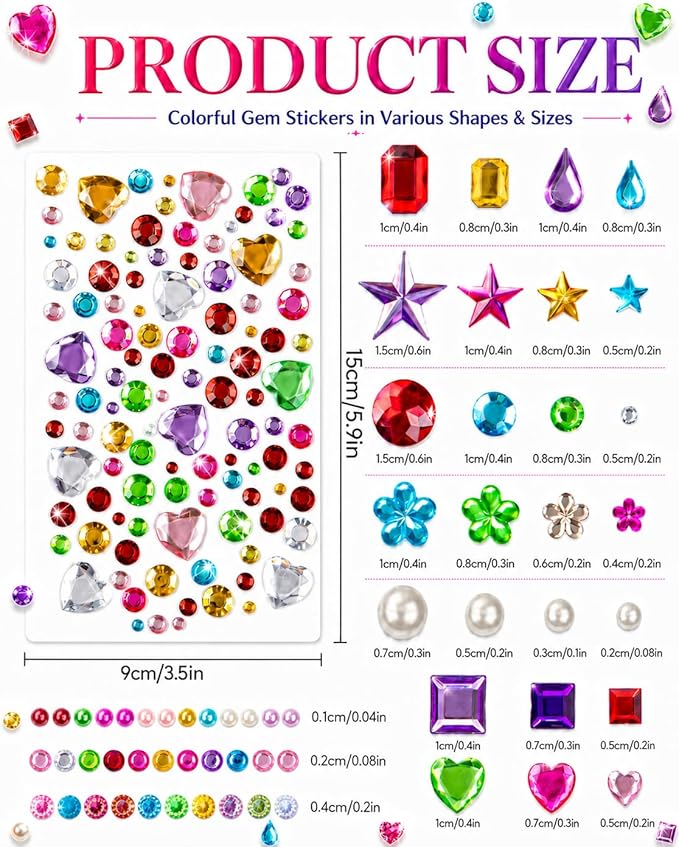 3062Pcs Gem Stickers-Self-Adhesive Face Jewelry Stickers, Acrylic Gems DIY - Image 2