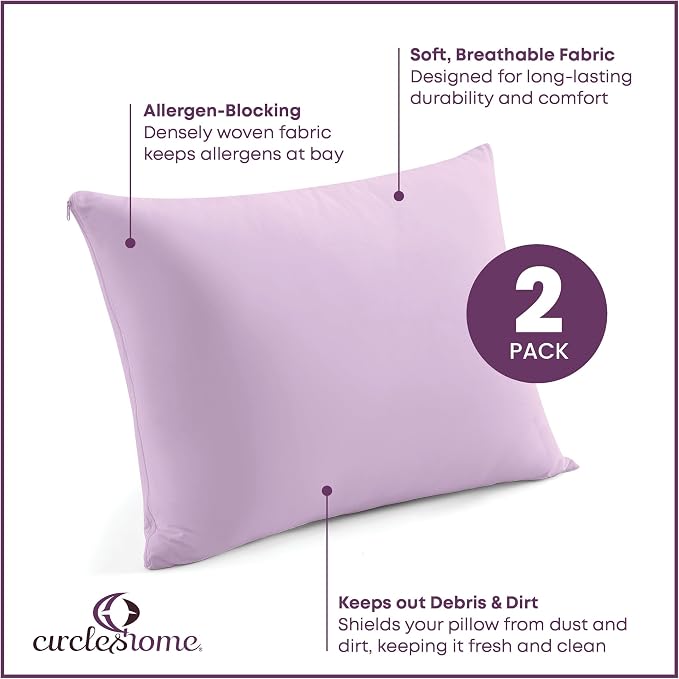 CirclesHome Pillow Protectors 2 Pack Standard Zippered - Image 2