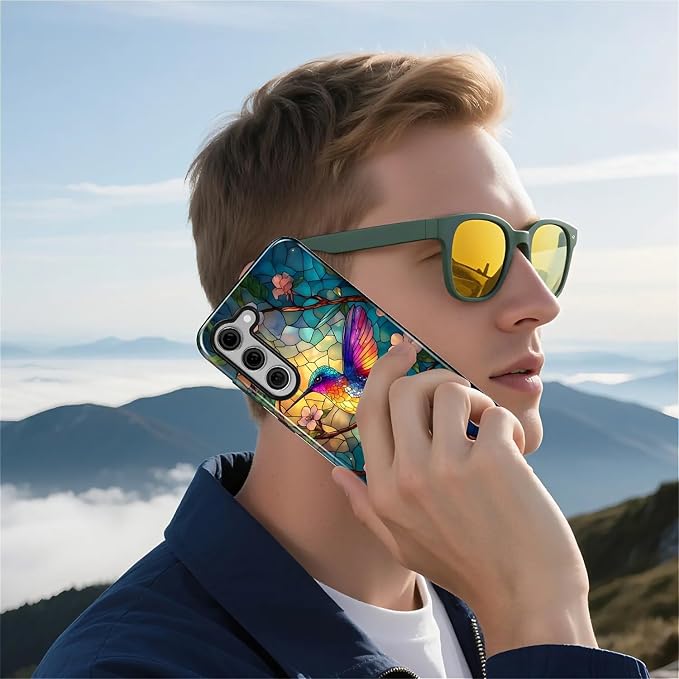 for Samsung Galaxy S23 Plus Case, Stained Glass Hummingbird Pattern Glossy 2 in - Image 7