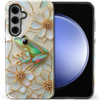 for Samsung Galaxy S24 FE Case, Stained Glass Frog Flowers Pattern Glossy 2 in - Image 2