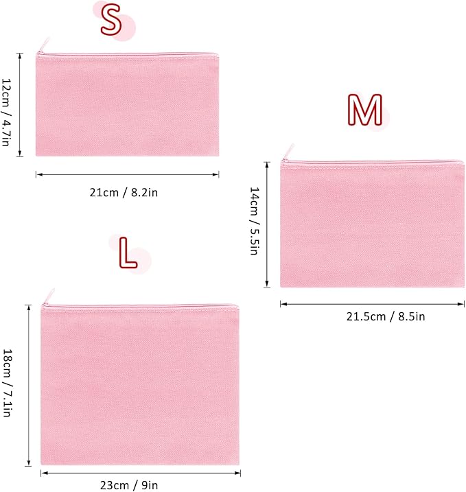 12 Pieces Cotton Canvas Makeup Bag, Blank DIY Craft Bag - Image 7