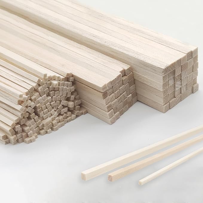 222Pcs Balsa Wood Sticks, Wood Strips Balsa Square Wooden Dowels Hardwood by BARSHASPACE