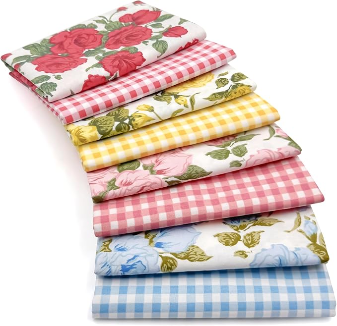 Aubliss 8pcs Fat Quarter Fabric Bundles Quilting Cotton Craft Fabric Pre-Cut by Aubliss