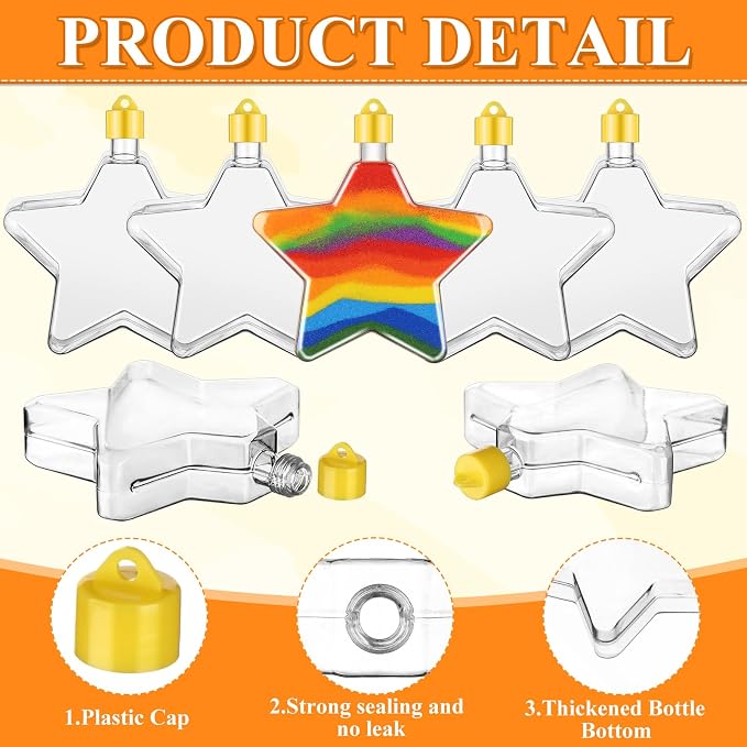 60Pcs Star Shaped Sand Art Bottles Plastic Sand Art Bottles Necklaces DIY - Image 3