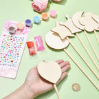 14 pcs Princess Wand Theme Undyed Wooden Cutouts Flower Crown Butterfly Star - Image 4