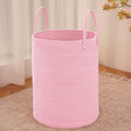 Large Woven Laundry Basket Hamper,80L Cotton Rope Storage Bin for Blankets,Toys and Clothes,Decorative Tall Nursery Hamper for Living Room,Baby Nursery,Bathroom and Bedroom,Pink