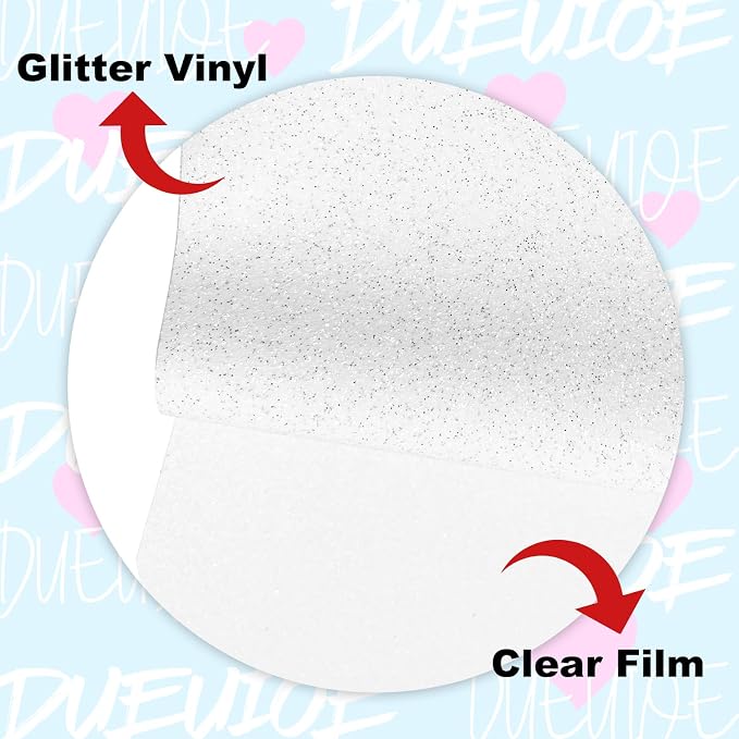 DUEUIOE White Glitter Heat Transfer Vinyl Roll - Image 2