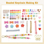 BESARME 372PCS Beaded Keychain Making Kit DIY Keychains Bag Charm Kit Colorful - Image 6
