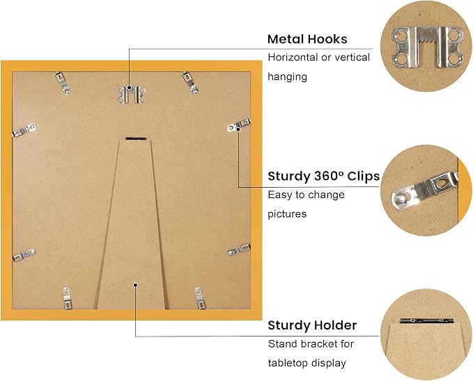 12x12 Picture Frame with Wavy Mat, Wooden Real Glass 12 x 12 Photo Frame - Image 4