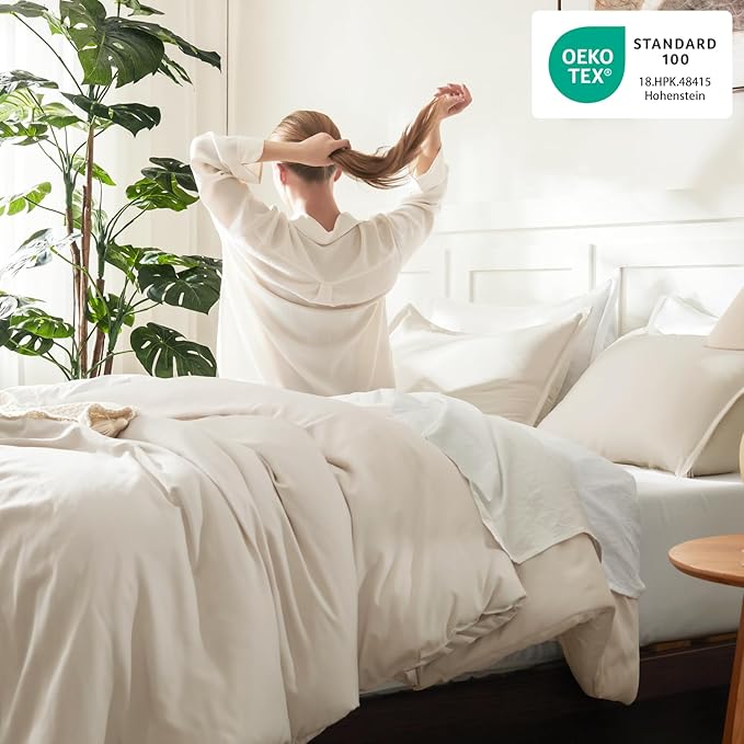 Litanika Twin/Twin XL Comforter Set Beige, 2 Pieces Lightweight Solid Bedding - Image 4