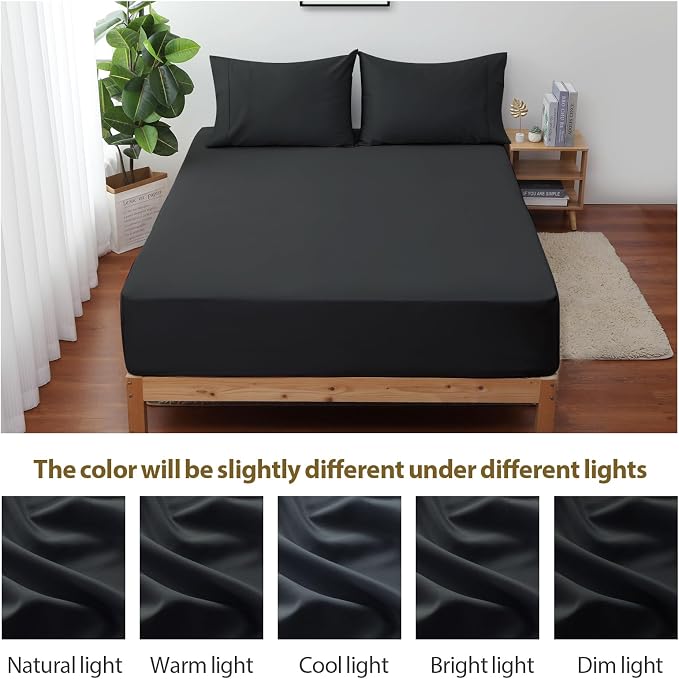 California King Size Fitted Sheet Only Black, 100% Egyptian Cotton 600 Thread - Image 8