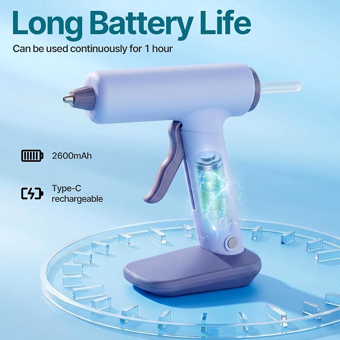 Cordless Hot Glue Gun Kit USB-C Rechargeable Magnetic Mount Base - Image 2