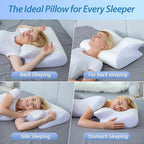 HOMCA Memory Foam Cervical Pillow, 2 in 1 Ergonomic Contour Orthopedic Pillow - Image 5